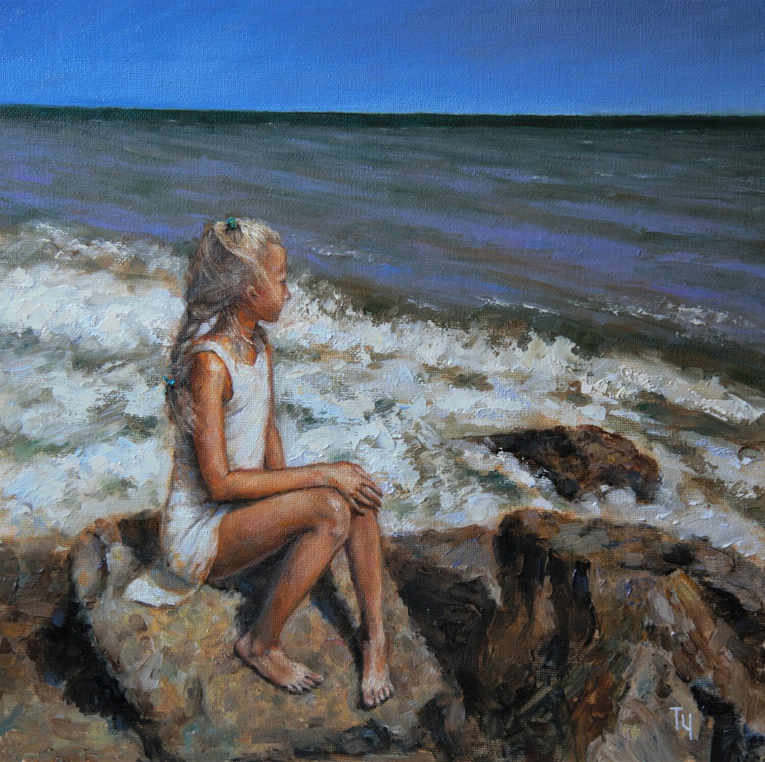 девочка, море, берег, морской берег,